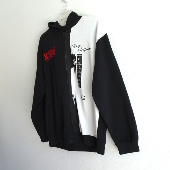 Scarface Full Zip Hoodie Men's Size XL Black White Tony Montana Mobster Jacket - Picture 4 of 11